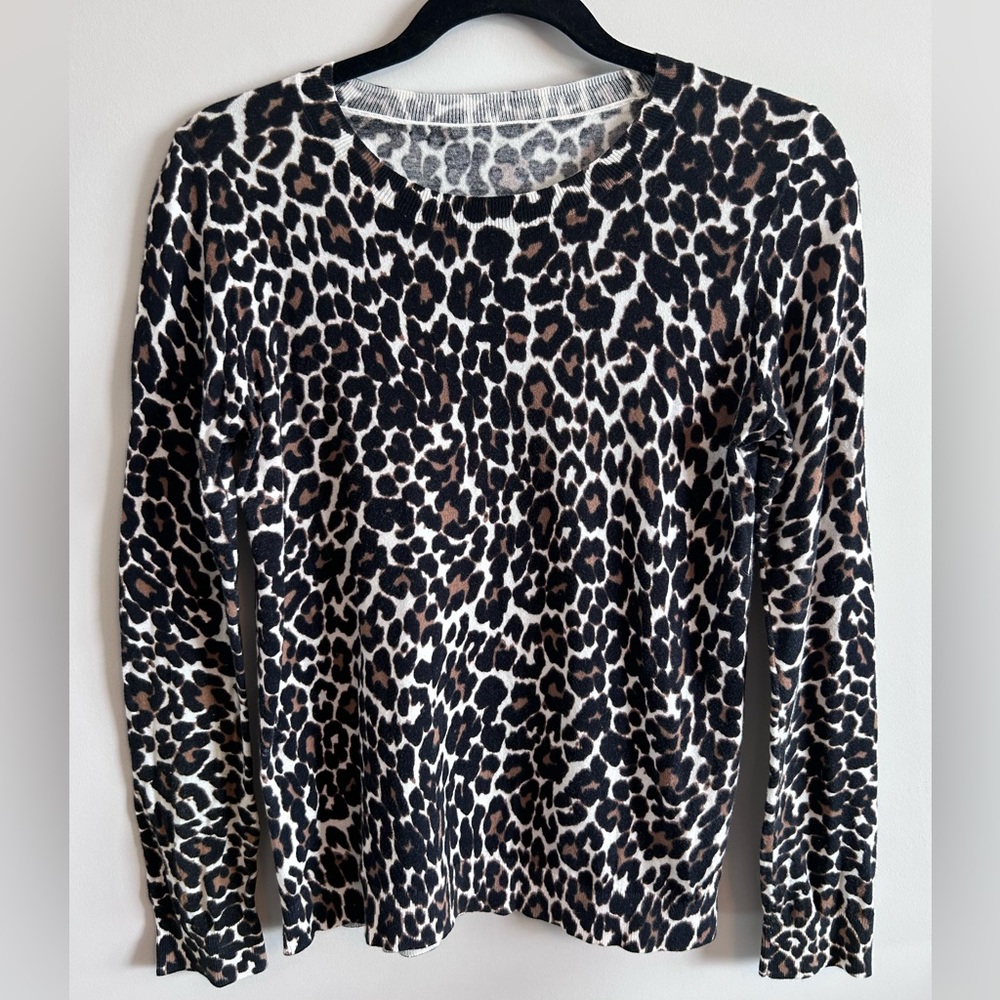 Animal print crew neck sweater